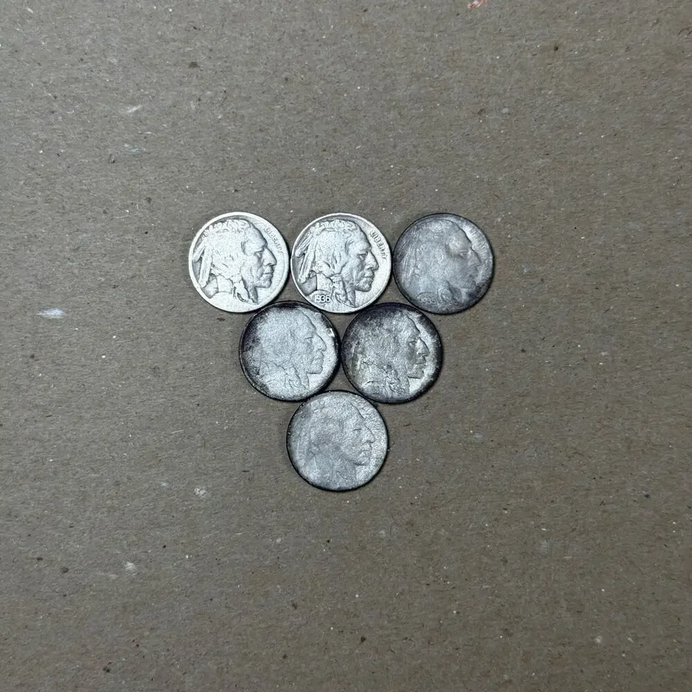 [Lot of 6] 1936 1935 and more Buffalo Nickels FIVE CENTS us coins Vintage